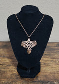 1980s Native American Inspired Geometric Thunderbird Gold Tone Pendant Necklace