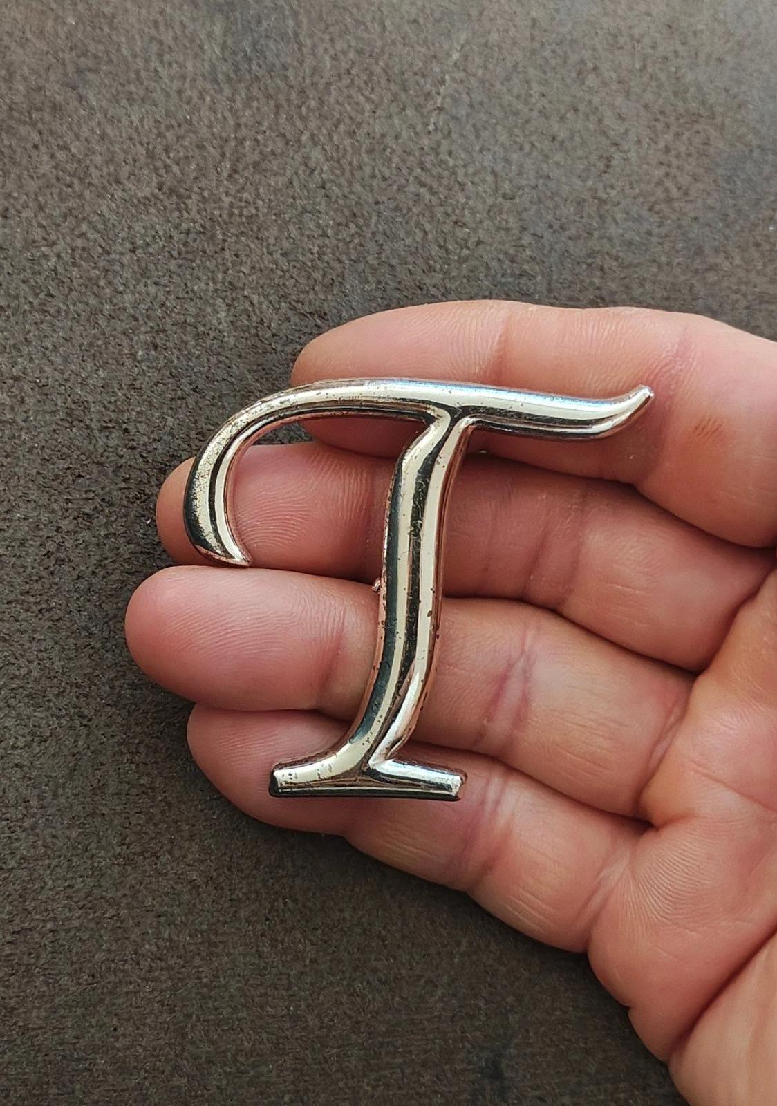 1980s Monogram Initial Letter T Silver Tone Pin/Brooch