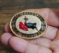 1950s/60s Spanish Toledo Damascene Style Matador Bull Trinket Box