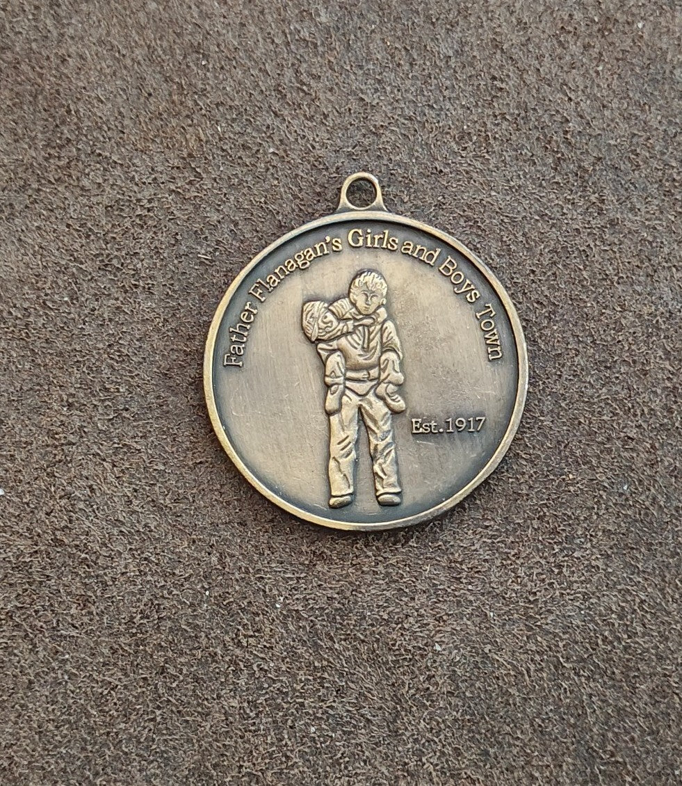 1990s Father Flanagan's Boys & Girls Town Silver Tone Medallion/Pendant