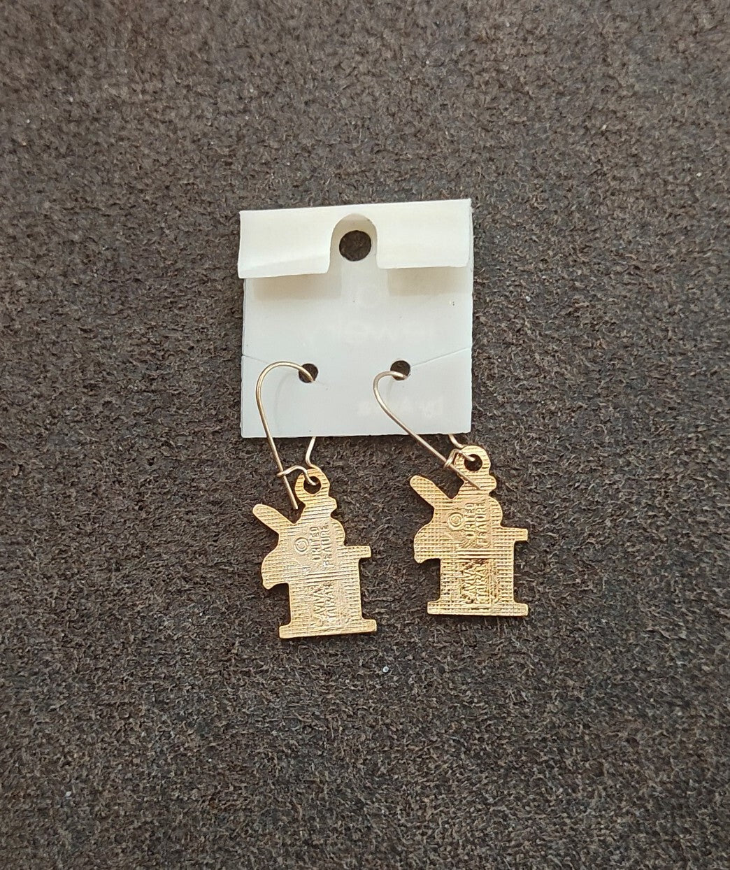 1970s Peanuts Snoopy Initial "H" Gold Tone Cloisonné Enamel Dangle Earrings New