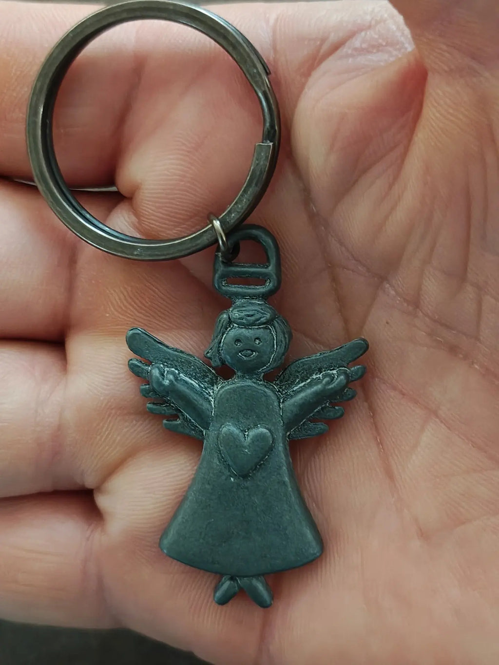 1990s Vintage Pewter Angel Keychain/Keyring
