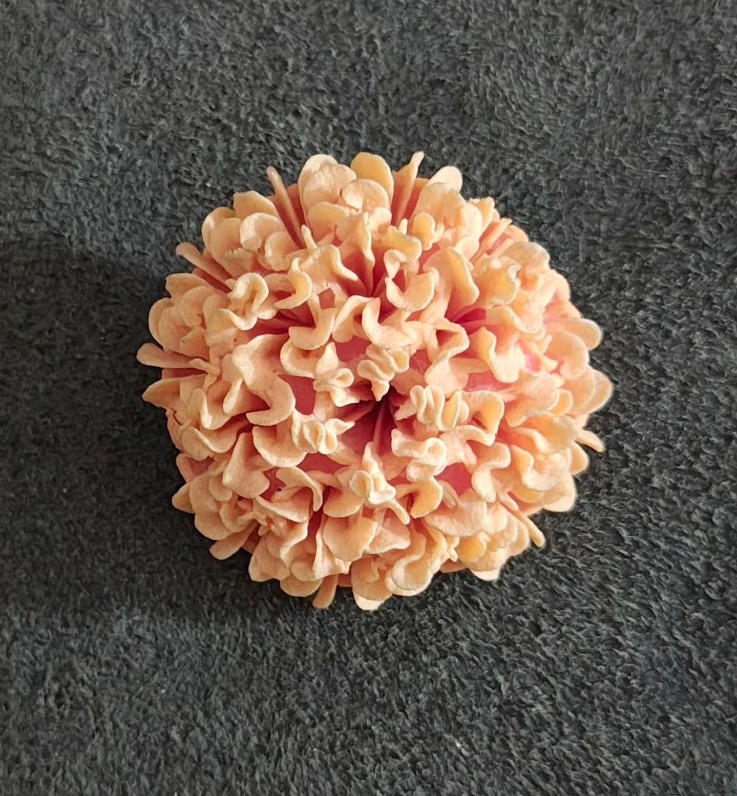 1940/50s Celluloid Carved Orange Pastel Flower Brooch Pin