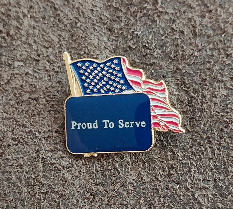 1980s/90s American Flag Proud To Serve Patriotic Pin