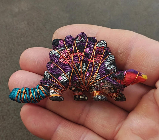 Handcrafted Stegosaurus/Dinosaur Figurine Brooch
