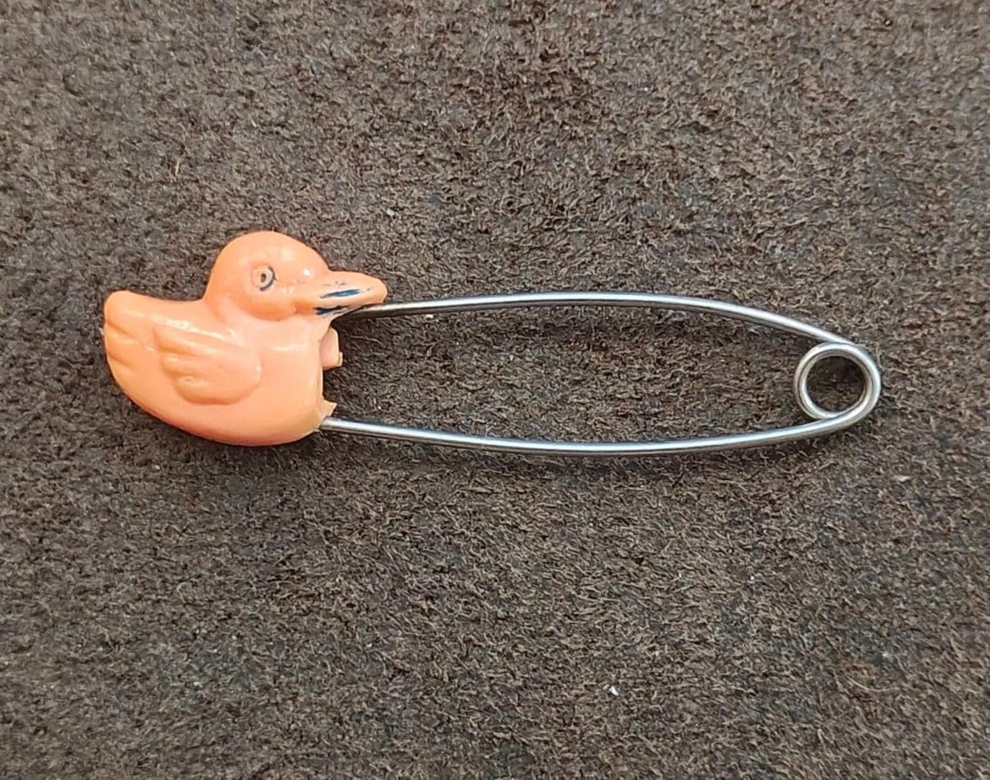1970s Plastic Orange Duck Diaper Pin