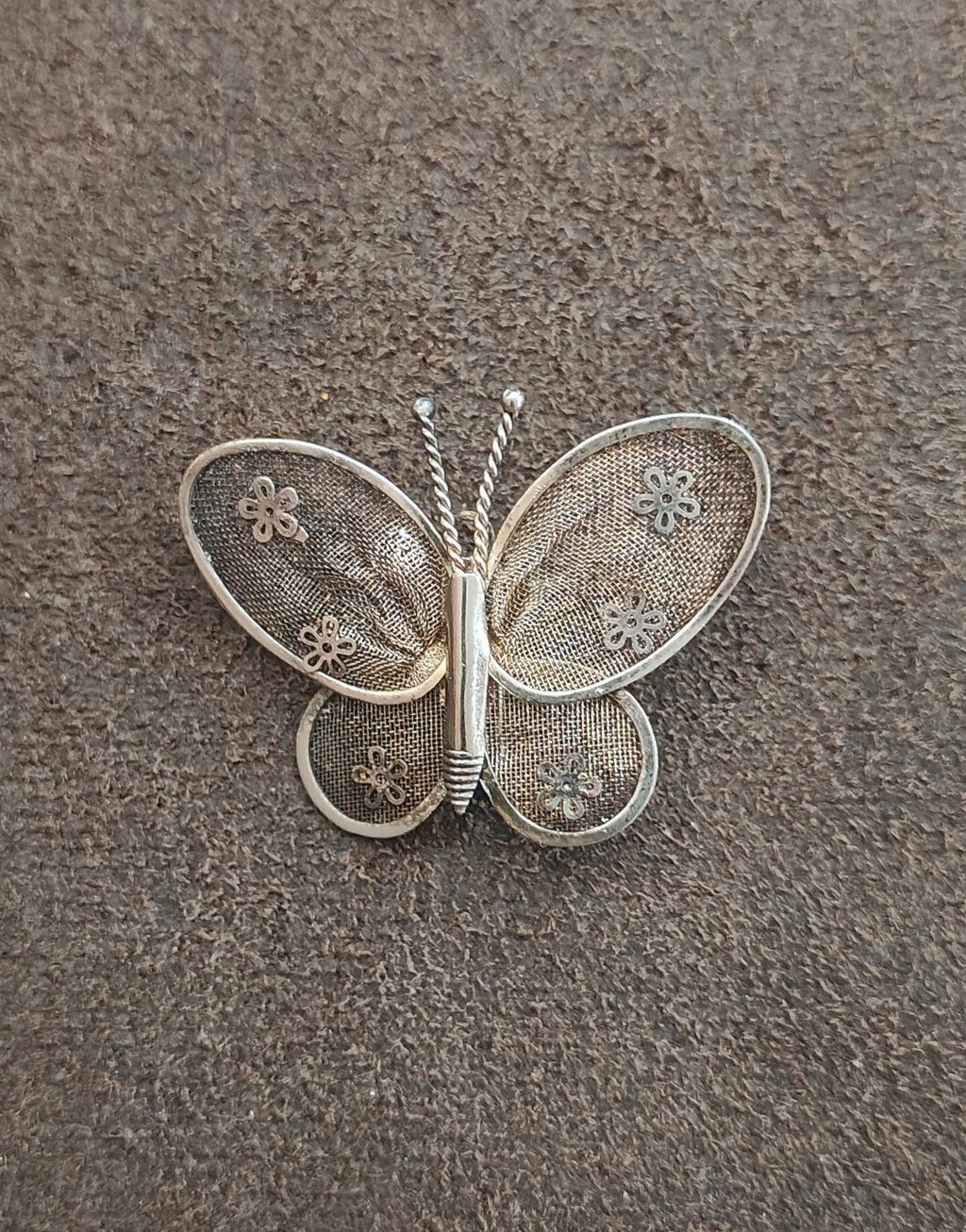 1960s/70s Silver Tone Mesh Butterfly Brooch & Pendant-Dual-Use Pin