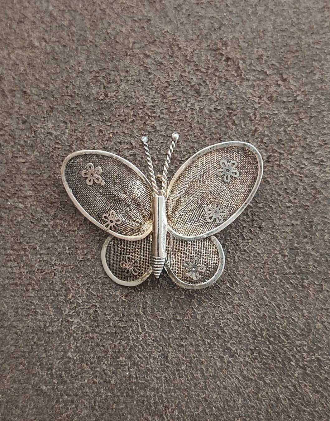 1960s/70s Silver Tone Mesh Butterfly Brooch & Pendant-Dual-Use Pin