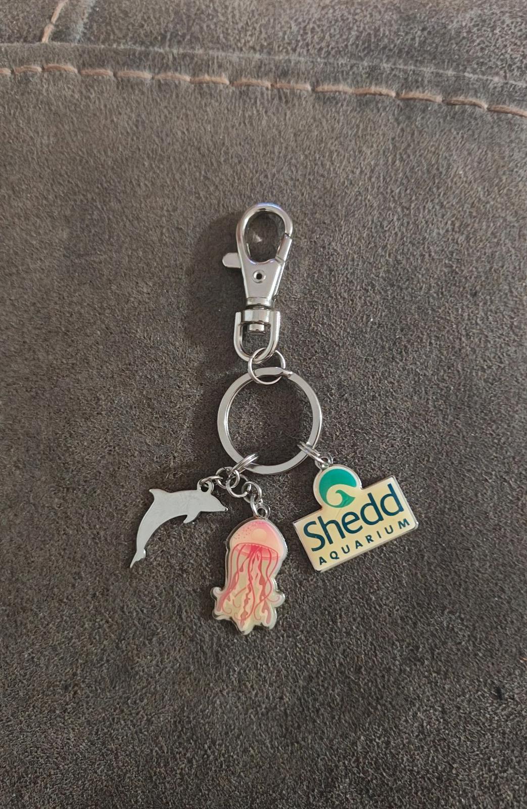 1990s Vintage Shedd Aquarium Chicago Jellyfish Nettles Dolphin Charms Keychain