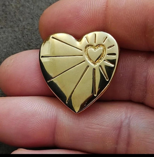 1990s Collectible Variety Club Gold Tone 3D Heart Pin/Brooch
