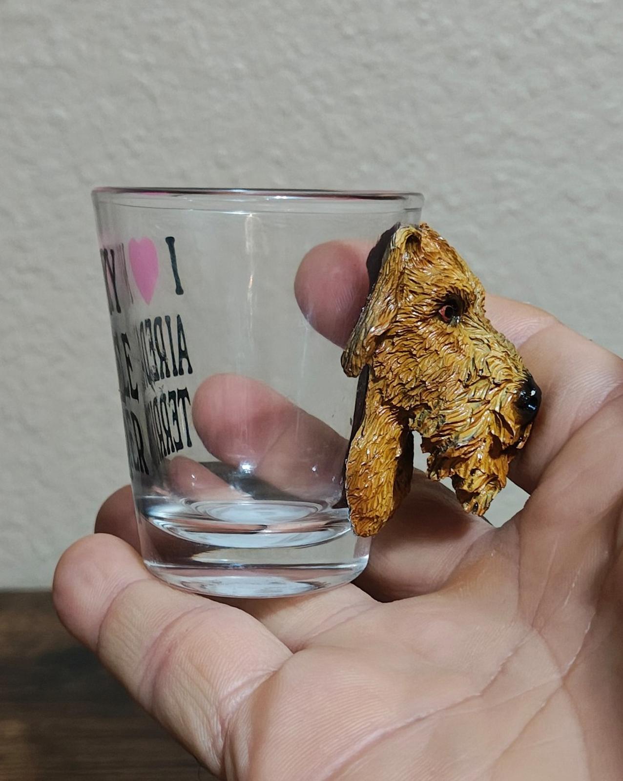 1990's 3D Embossed Airedale Terrier Shot Glass