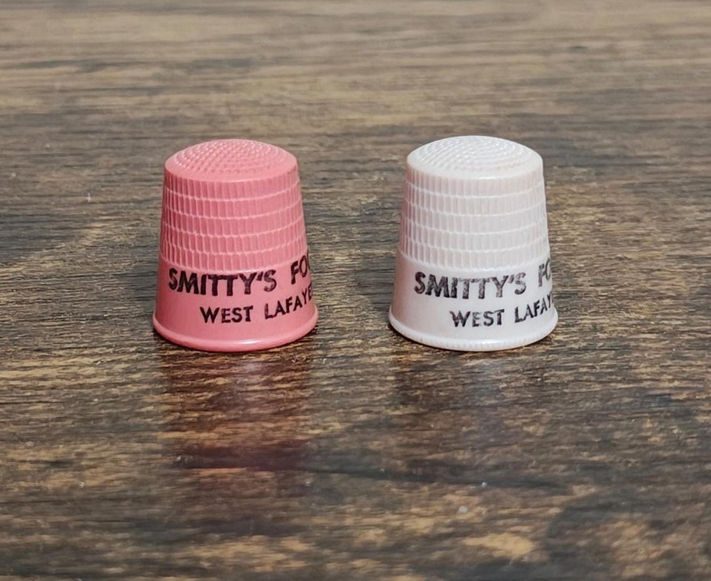 1960s Plastic Advertising Thimbles From Smitty's Foods in West Lafayette