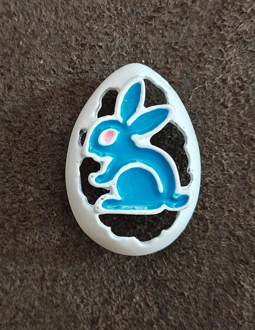 1980's Bunny Rabbit Blue & White Enamel Brooch