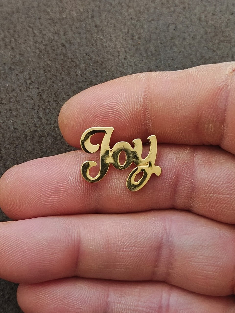 1980s Gold Tone Cursive "Joy" Script Pin