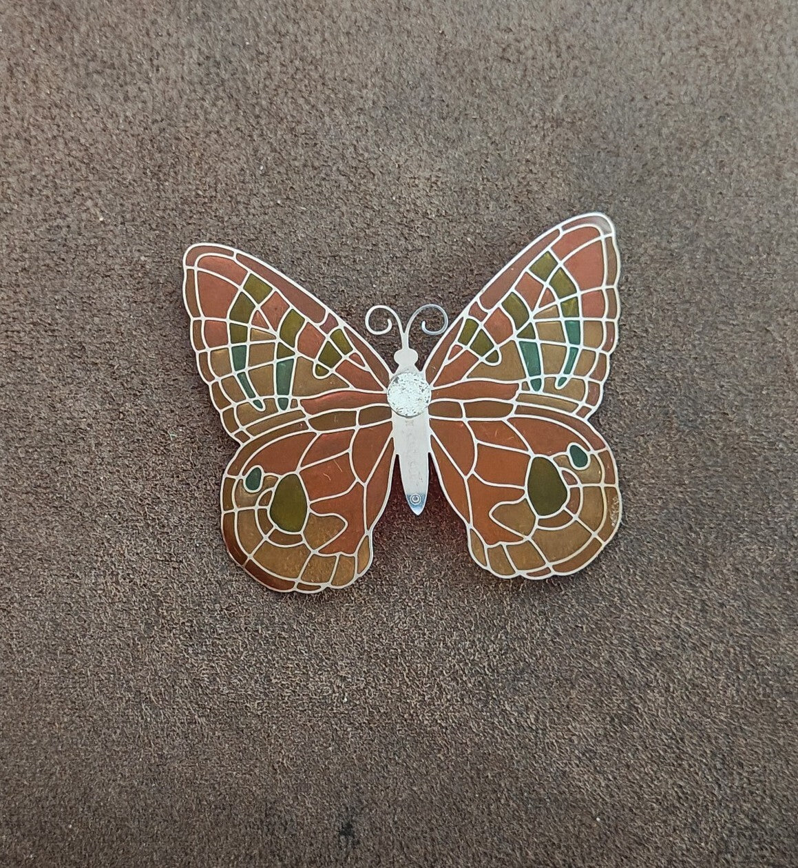 2006 Joan Baker Designs stained glass butterfly magnetic suncatcher/window decor