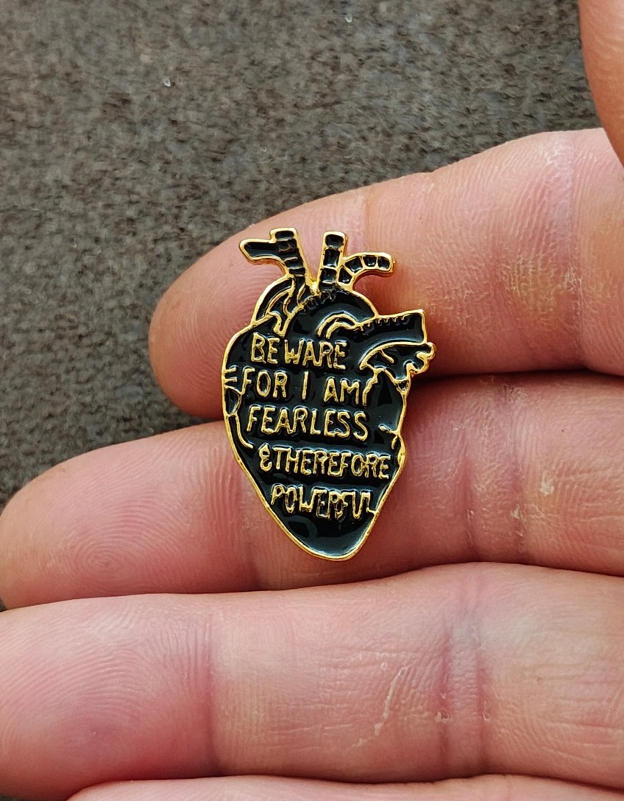 Frankenstein Anatomical Heart Gold Tone Enamel Pin Gothic Literature Collection