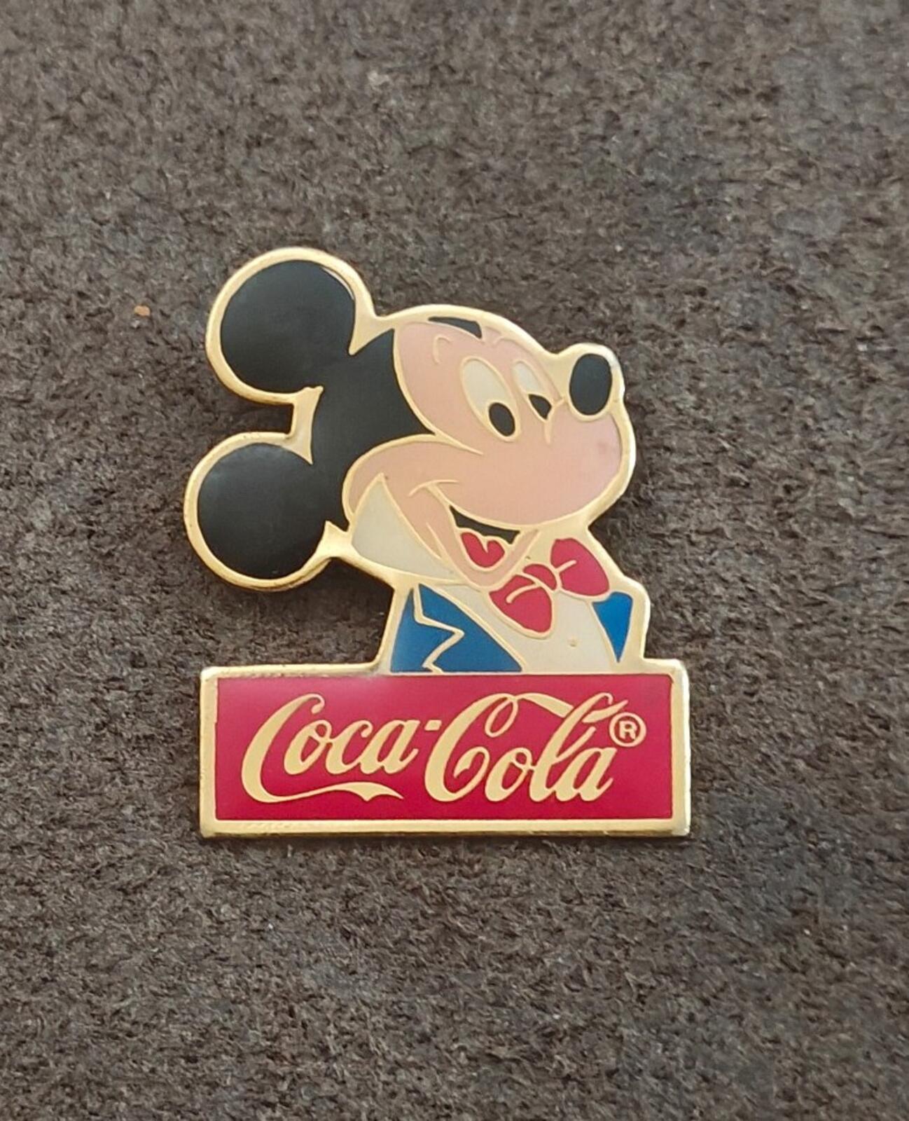 1986 Vintage Coca-Cola Mickey Mouse Limited Edition Gold Tone Enamel Pin