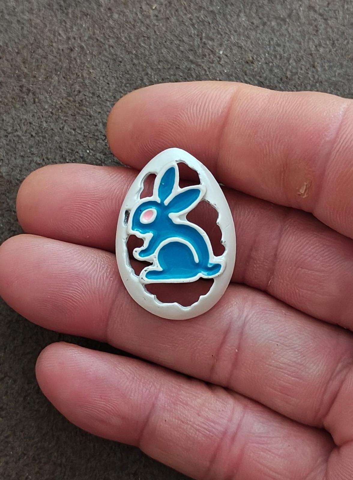 1980's Bunny Rabbit Blue & White Enamel Brooch