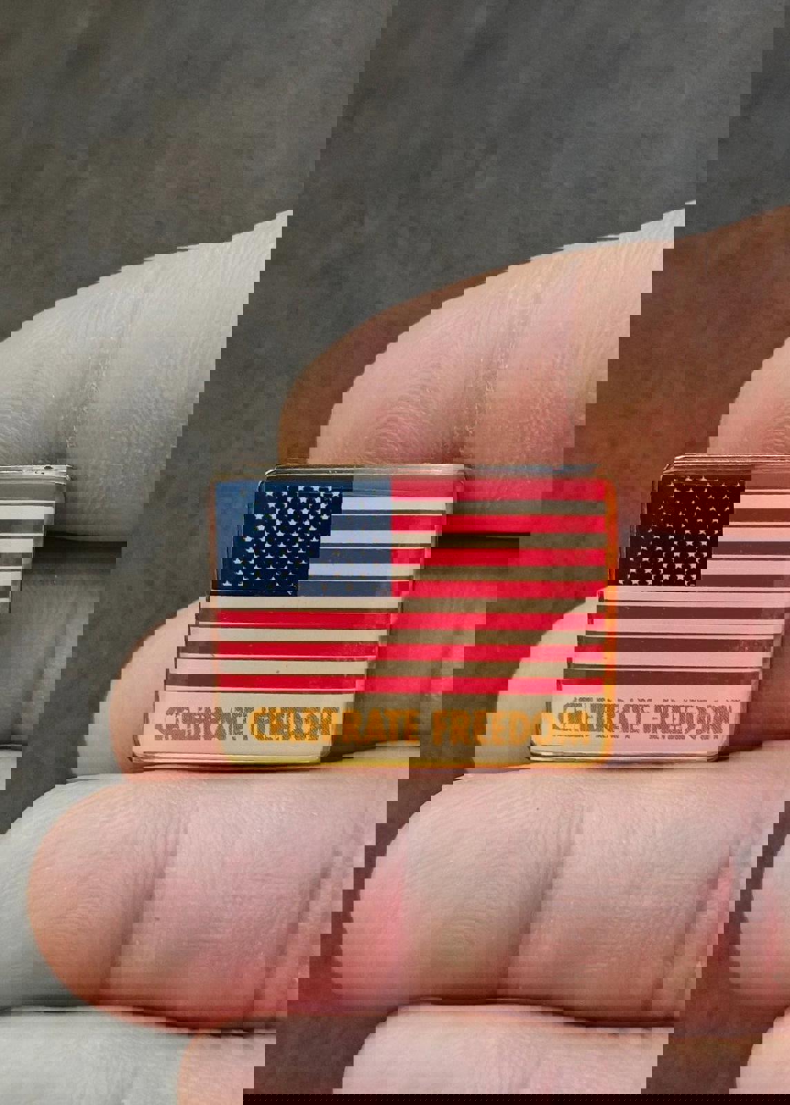 1980's Celebrate Freedom American Flag Patriotic Gold Tone Pin