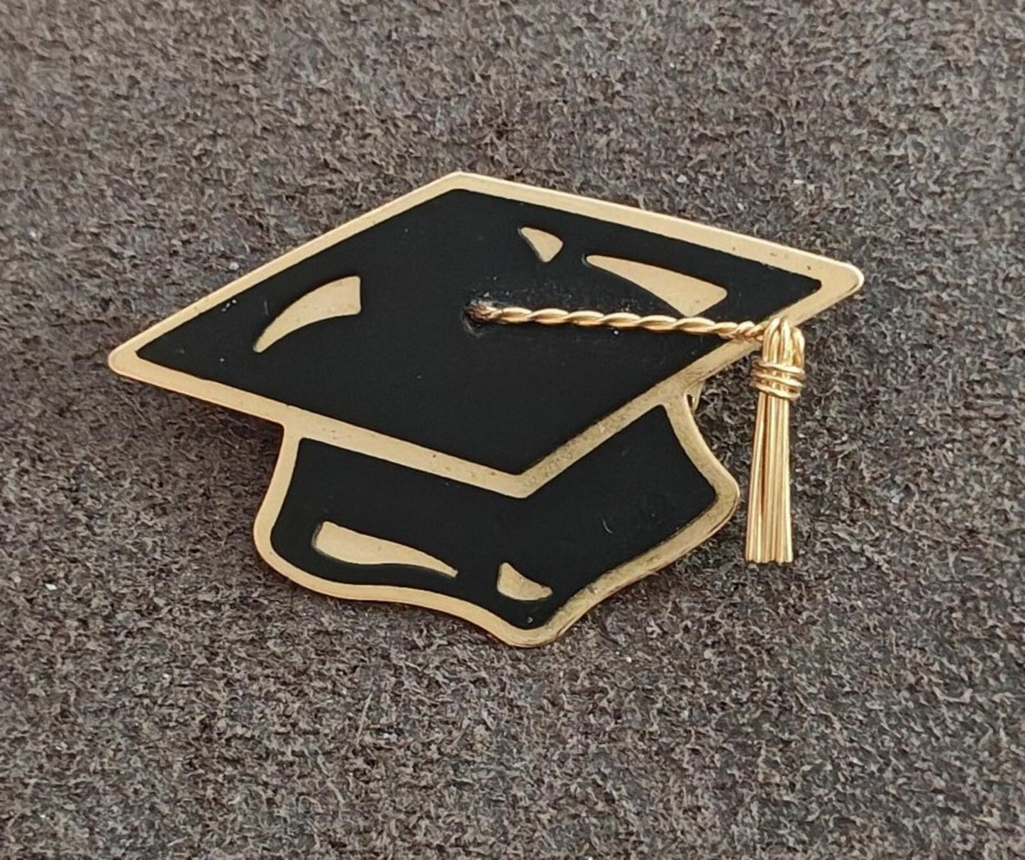 1980s/90s Gold Tone With  Black Enamel Hallmark Graduation Cap Brooch