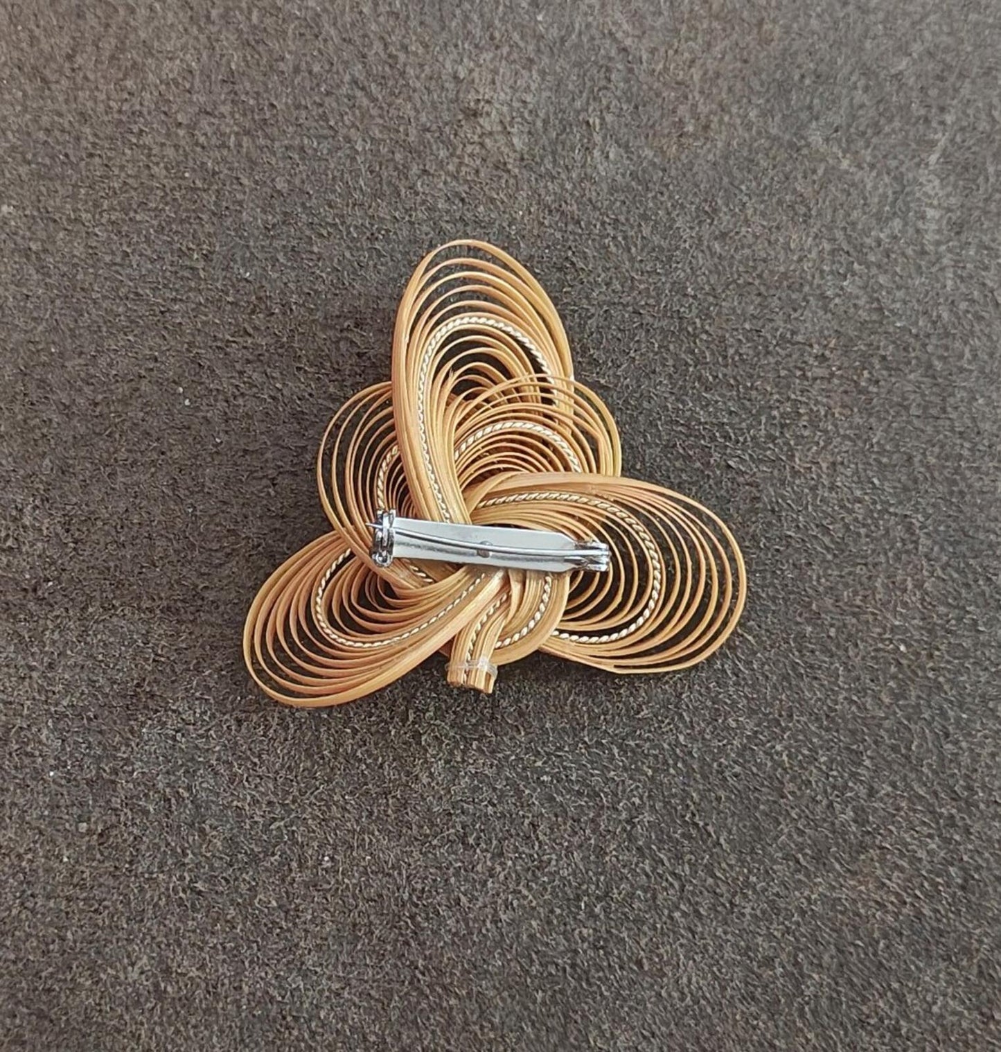 1960s/70s Quilled Bamboo or Rattan Folk Art Brooch