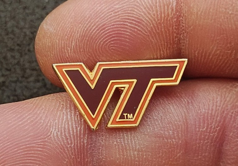 1980s Virginia Tech Hokies NCAA VT Athletic Logo Gold Tone Enamel Pin