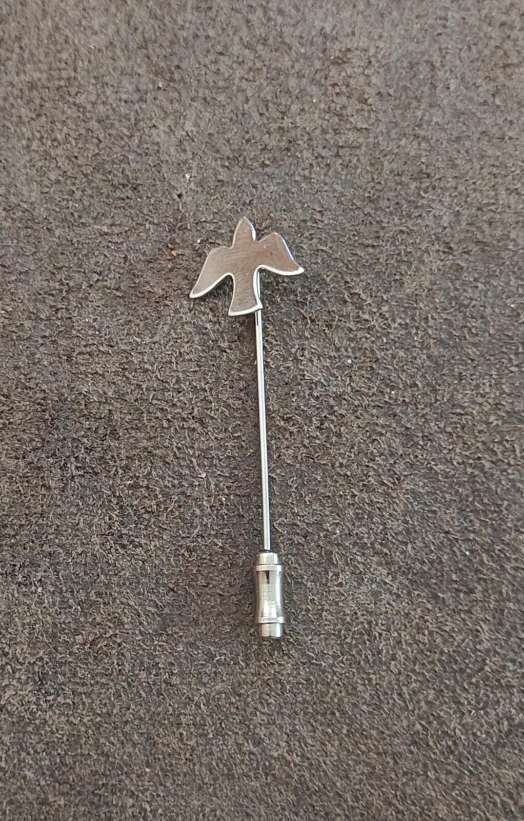 1970s Silver Tone Dove Stick Pin