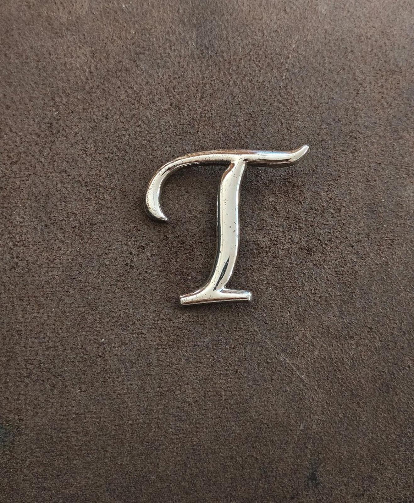 1980s Monogram Initial Letter T Silver Tone Pin/Brooch