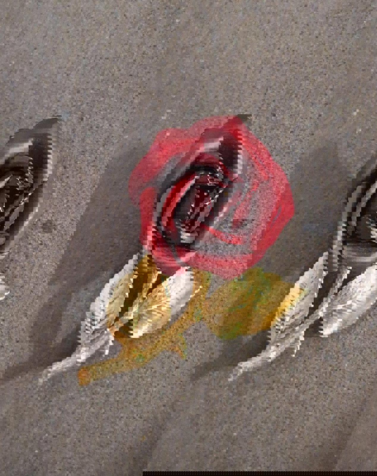 Vintage Gold Tone Red Rose Enamel Pin/Brooch.