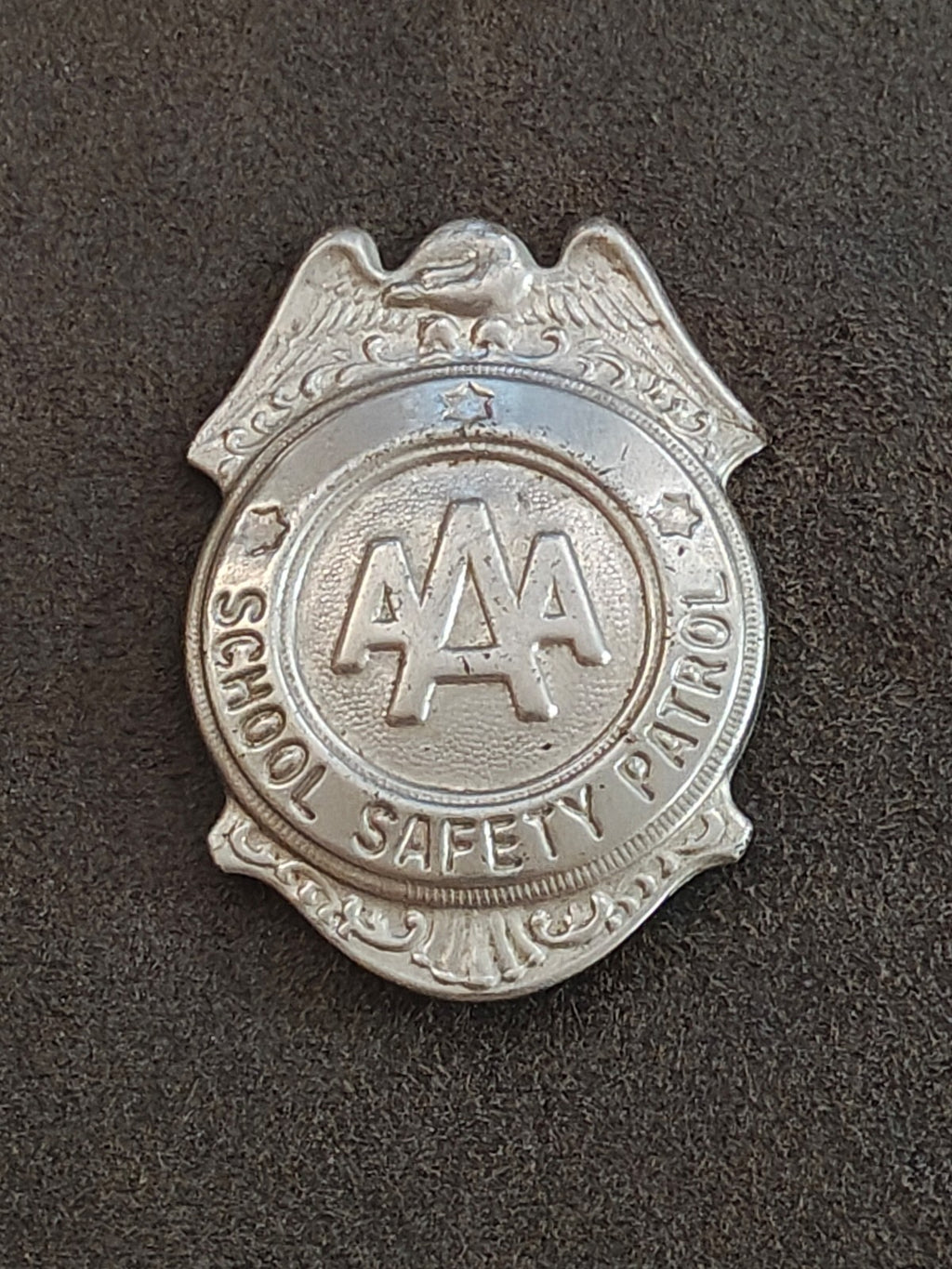1950s/60s AAA School Safety Patrol Patrolman Shield Badge Pin.