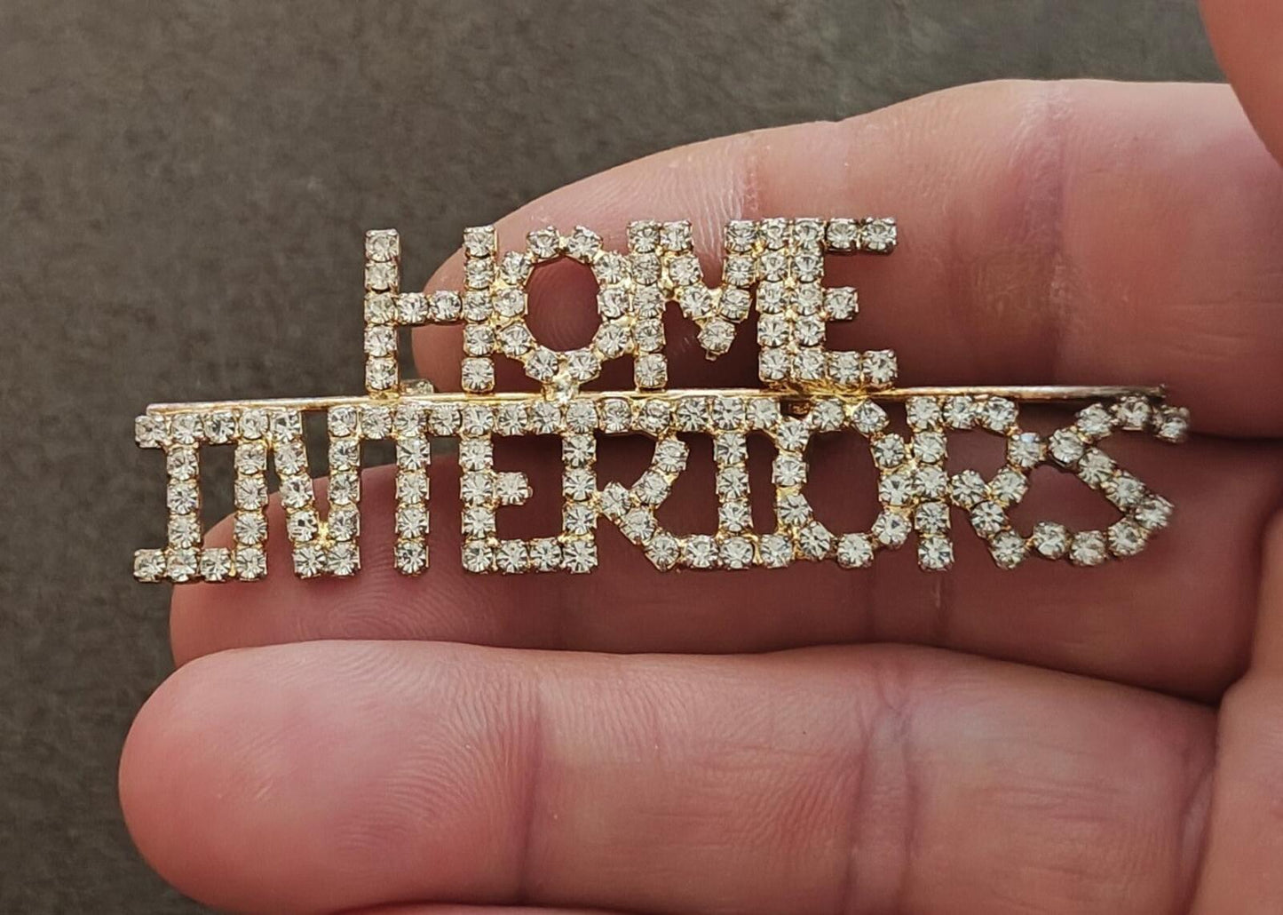 1980s Home Interiors & Gifts Rhinestone Gold Tone Brooch