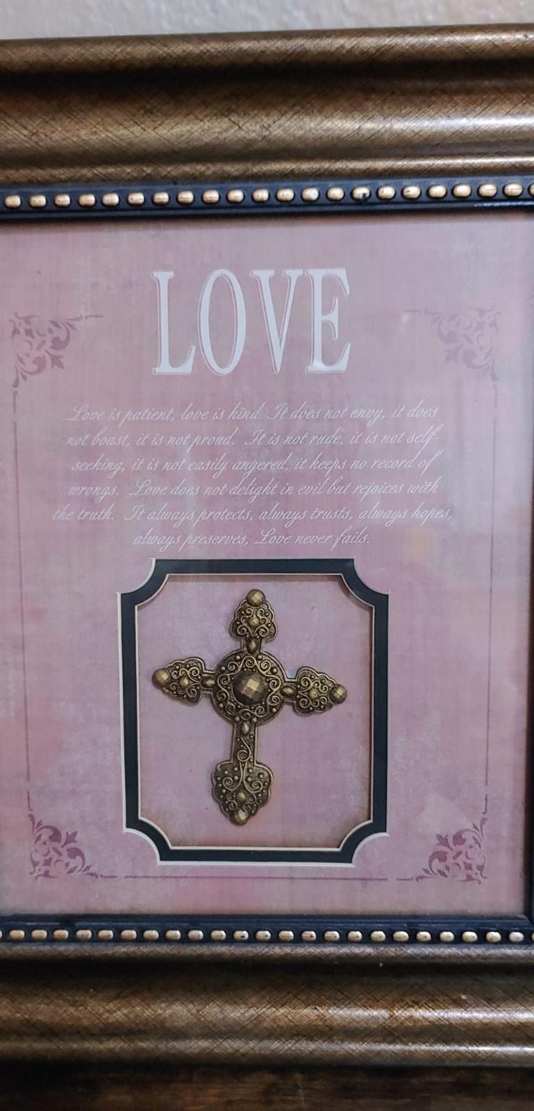 Vintage Love Inspirational Stunning Mounted Cross in Frame