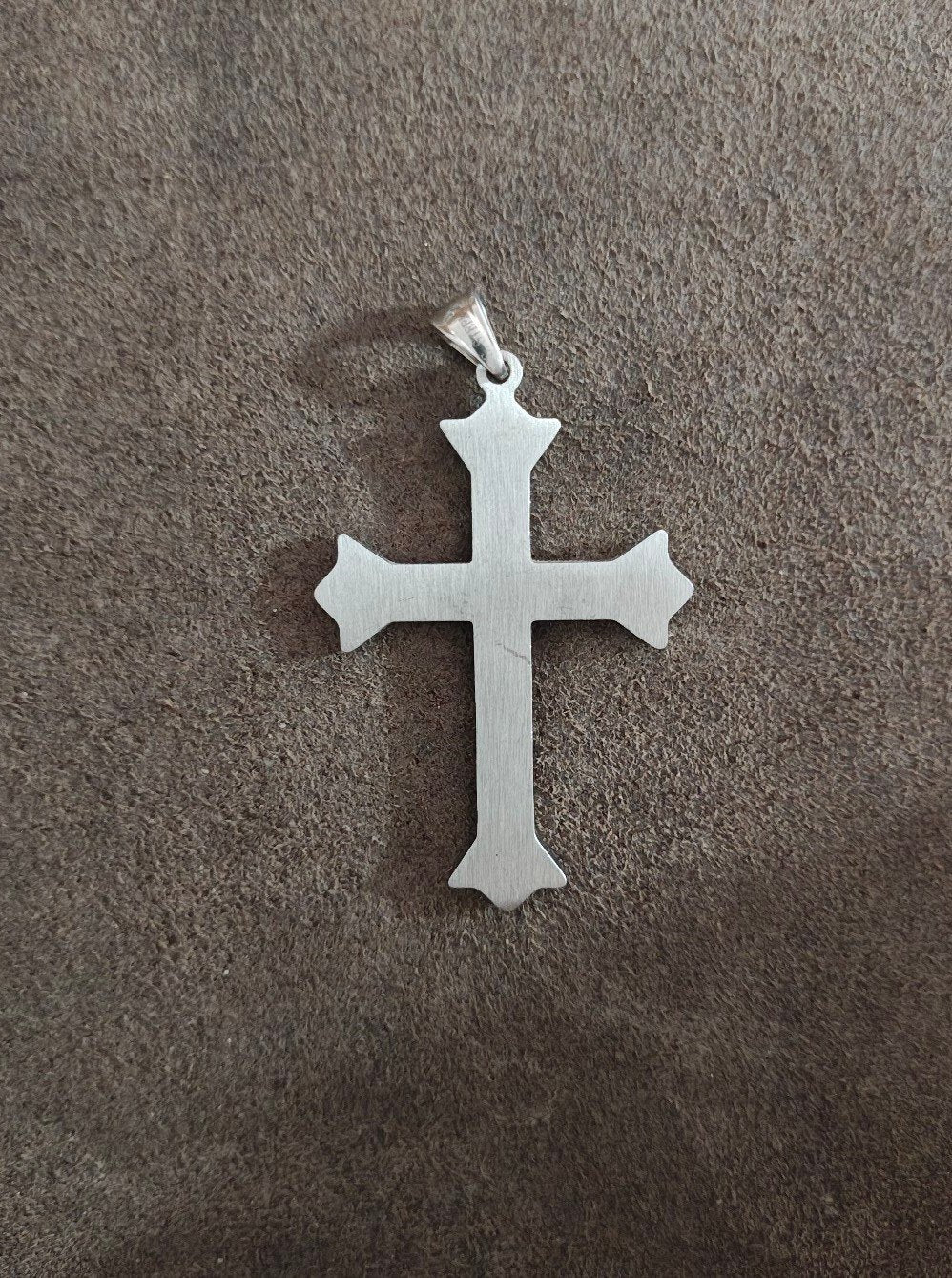 Gothic Style Silver Tone Cross Pendant