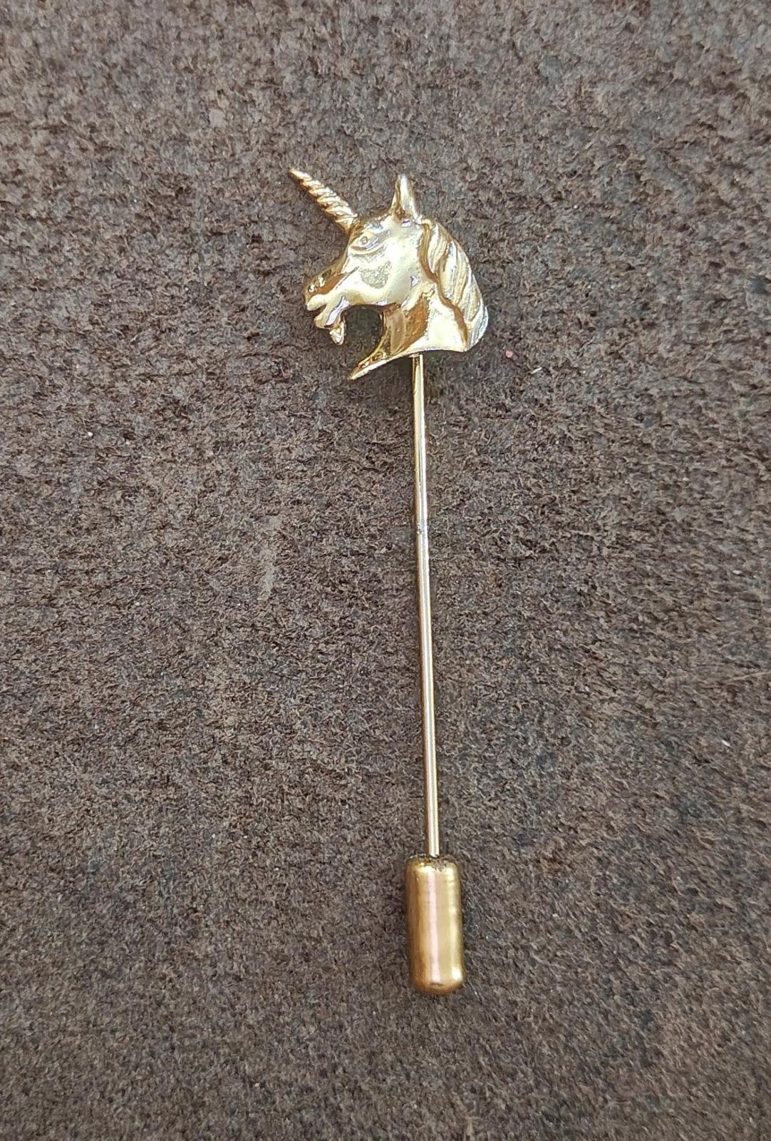 1980s Unicorn Head Gold Tone Stick Pin