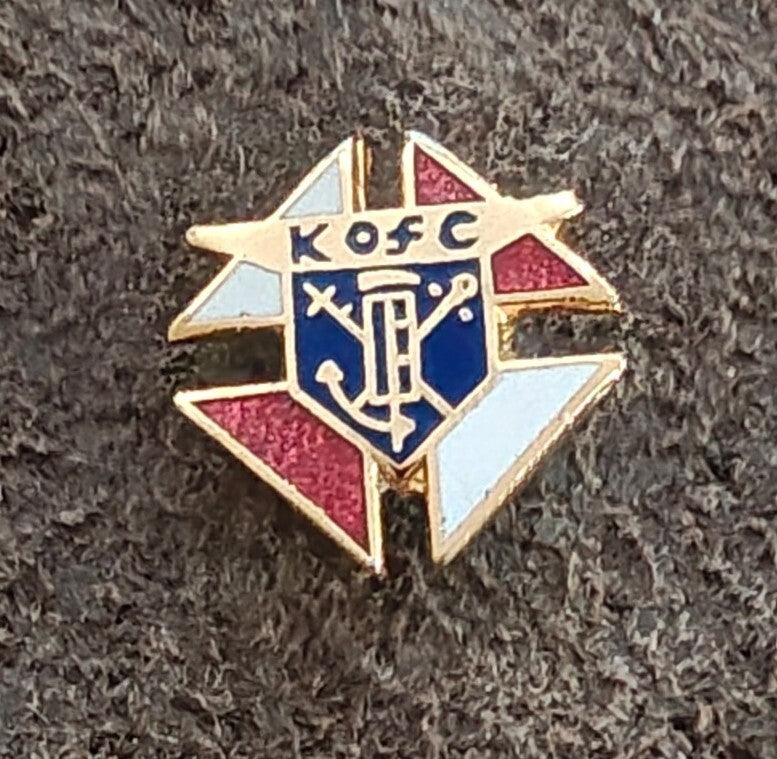 1980s Knights of Columbus On Official K of C Shield Emblem Gold Tone Enamel Pin