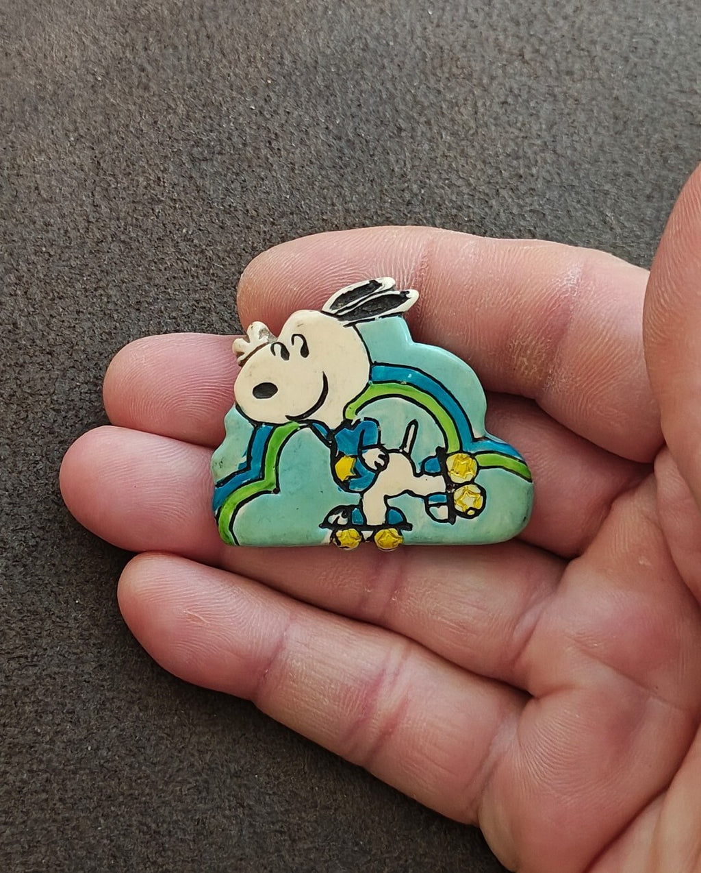 1970s Peanuts Snoopy Roller Skating Enamel Pin