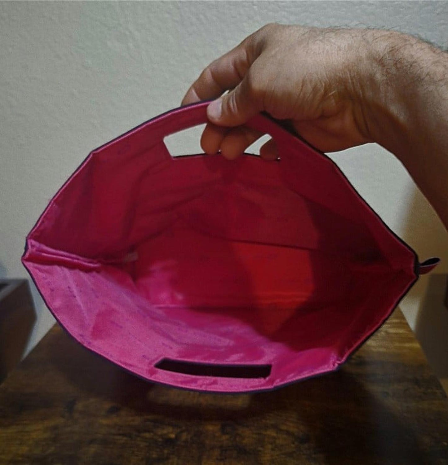 Pretty Stylish Escada  Nylon Tote Purse Bag in Black With Hot Pink Lining