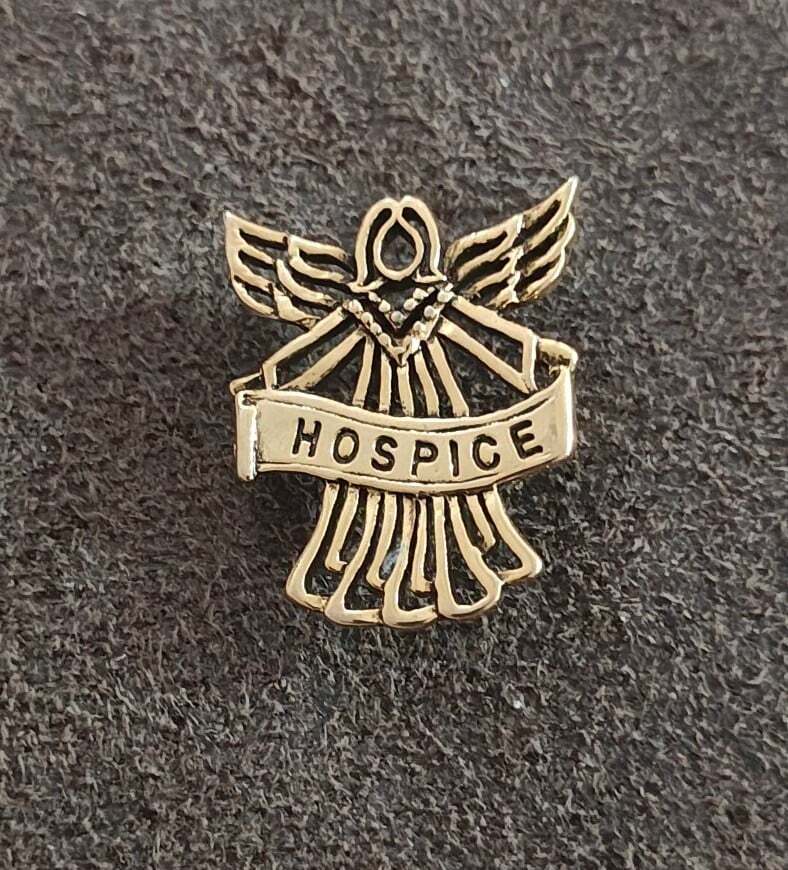 1990s Hospice Banner Held By Volunteer Angel With Wings Commemorative Pin