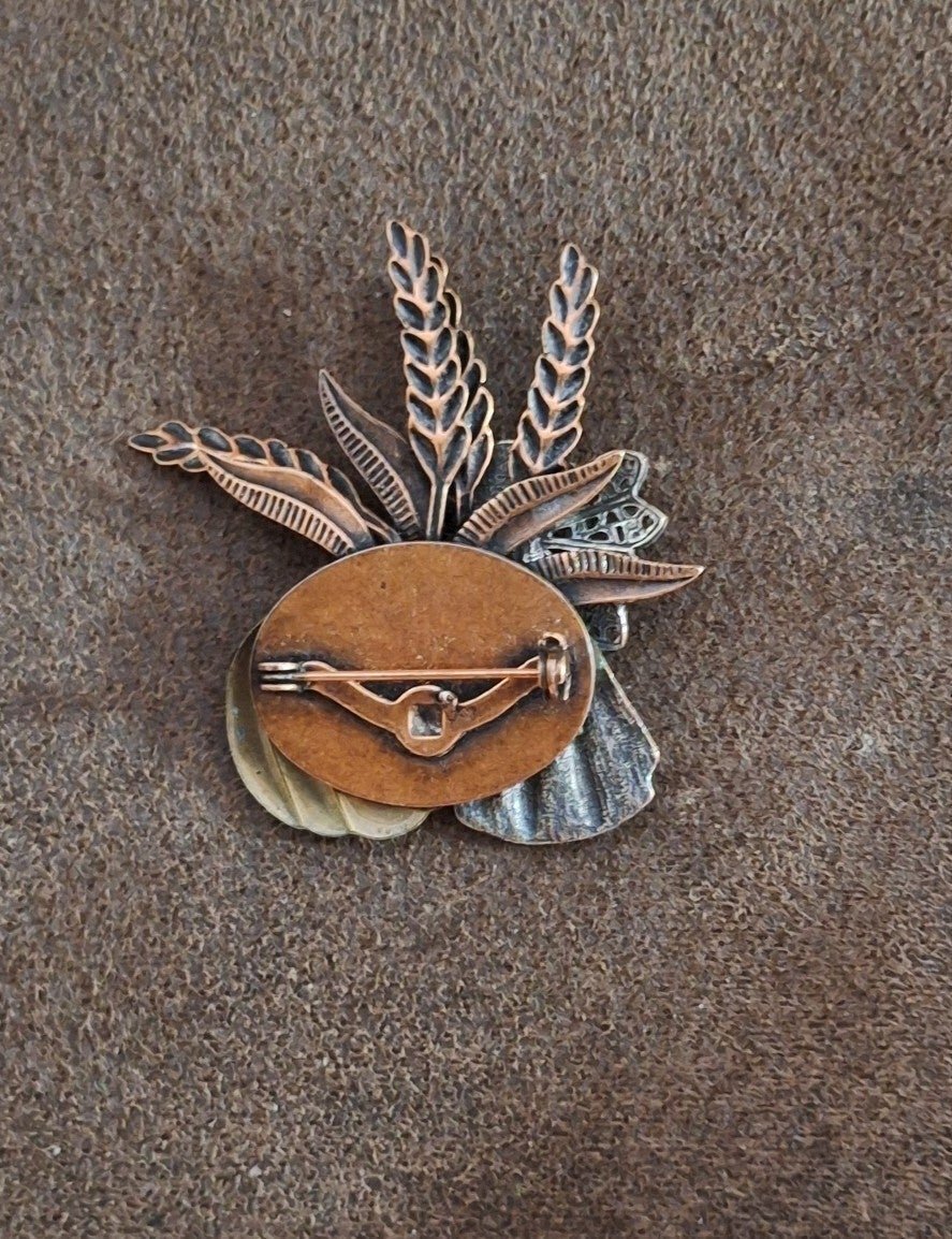 90s Tri-Color Fall Harvest Angel Pin Brooch