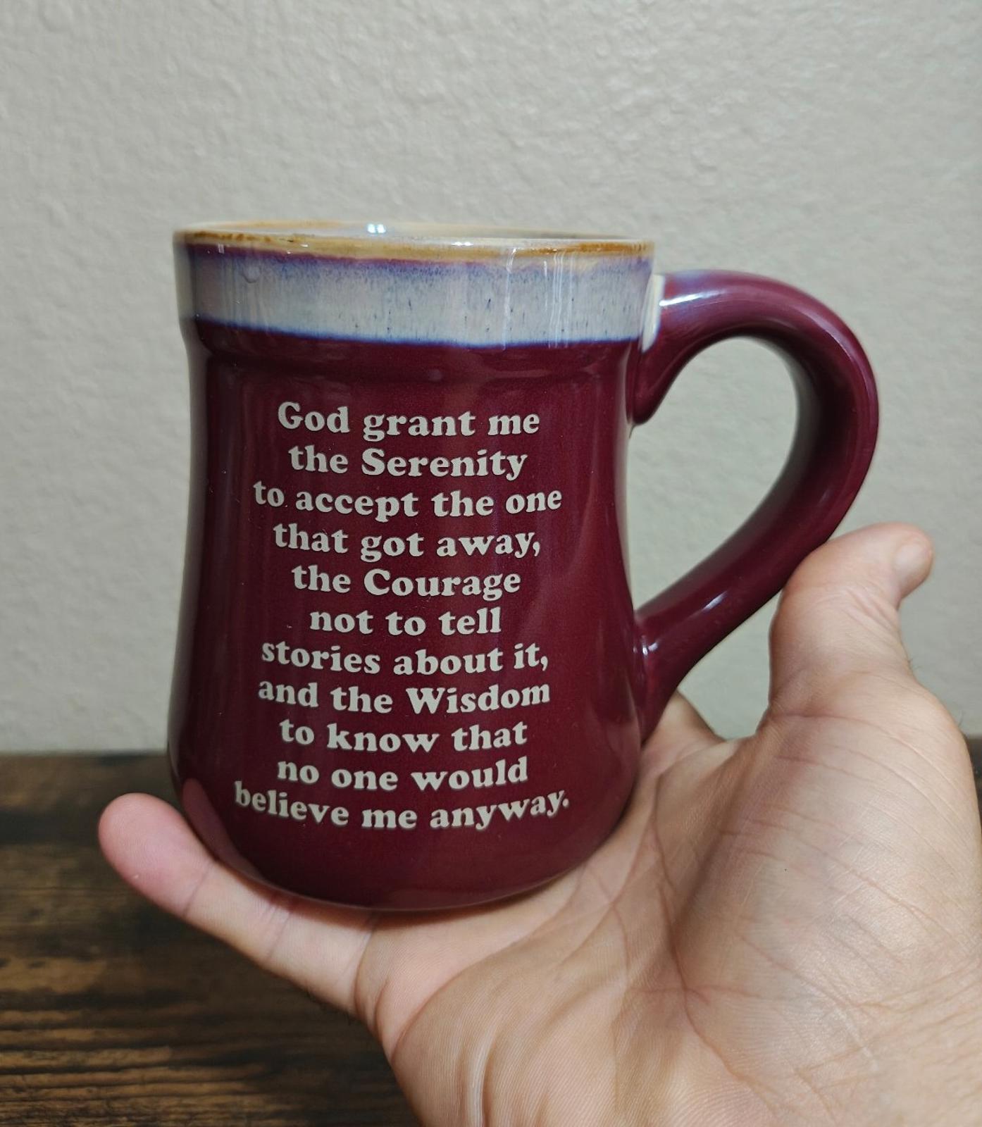 Great Born to Fish Serenity Prayer Porcelain 18 oz Red Mug