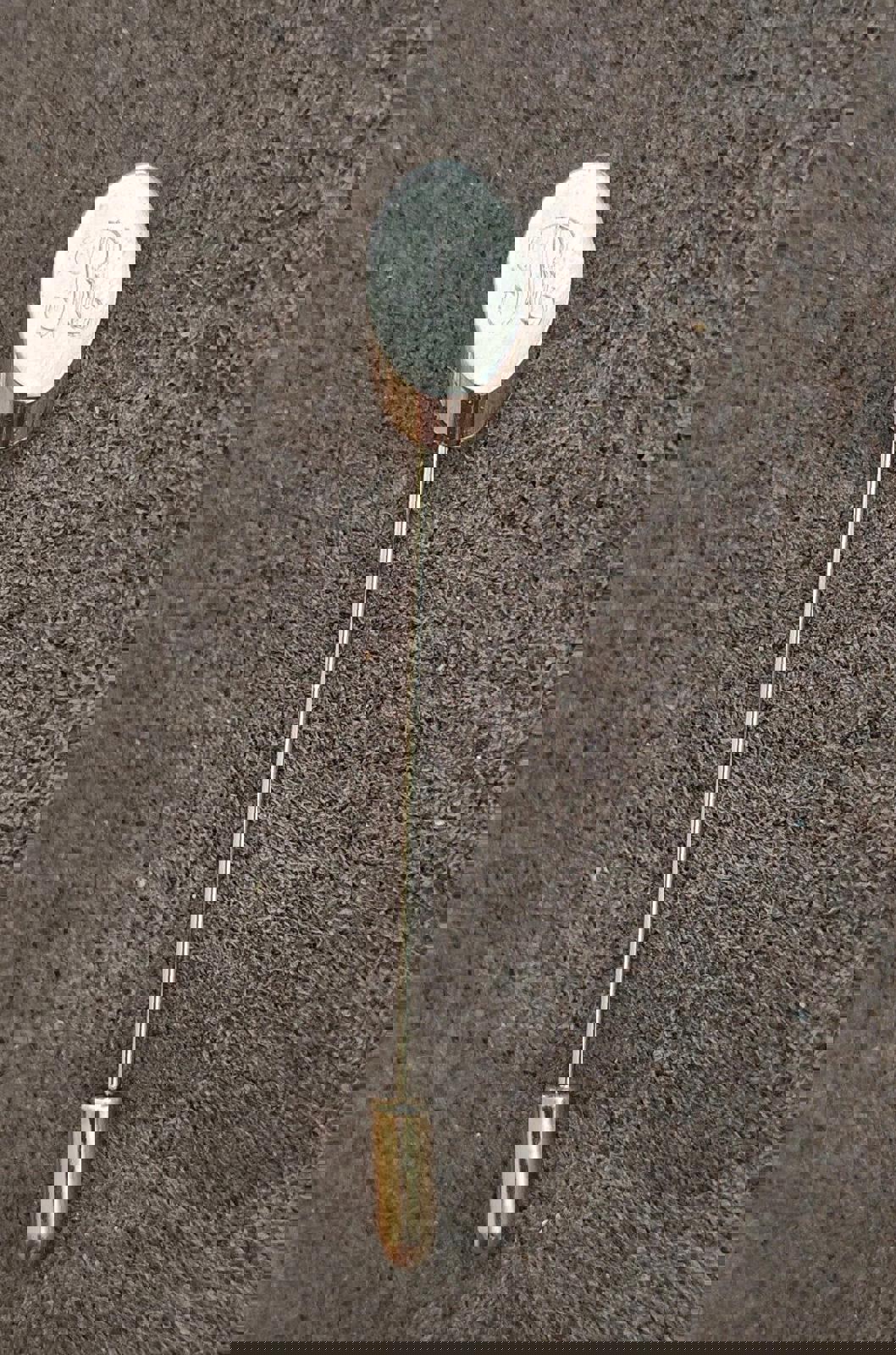 1980's Monogram Initial Letter Fancy R Gold Tone Stick Pin