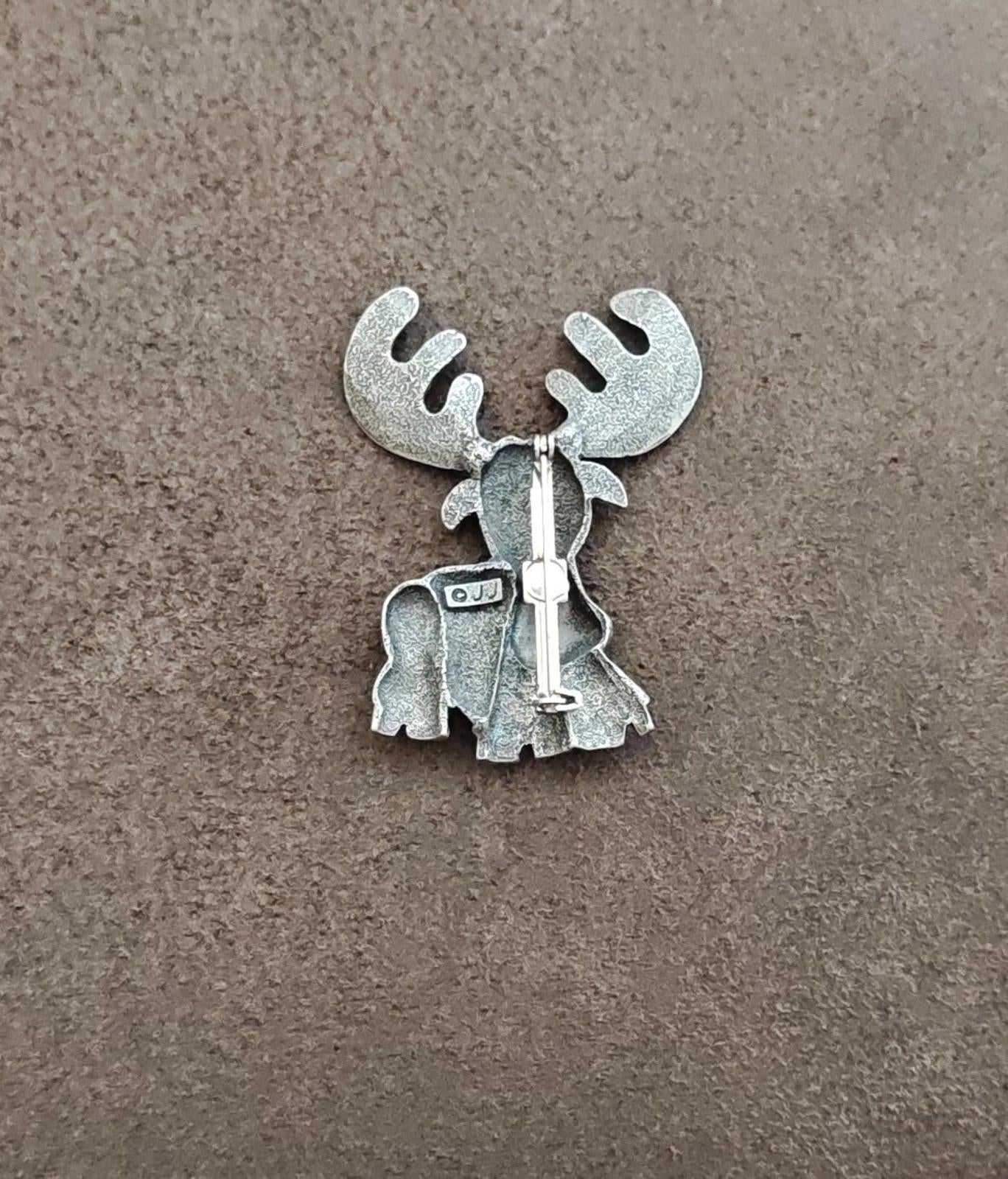 1980s Signed JJ (Jonette Jewelry) Pewter Moose Brooch