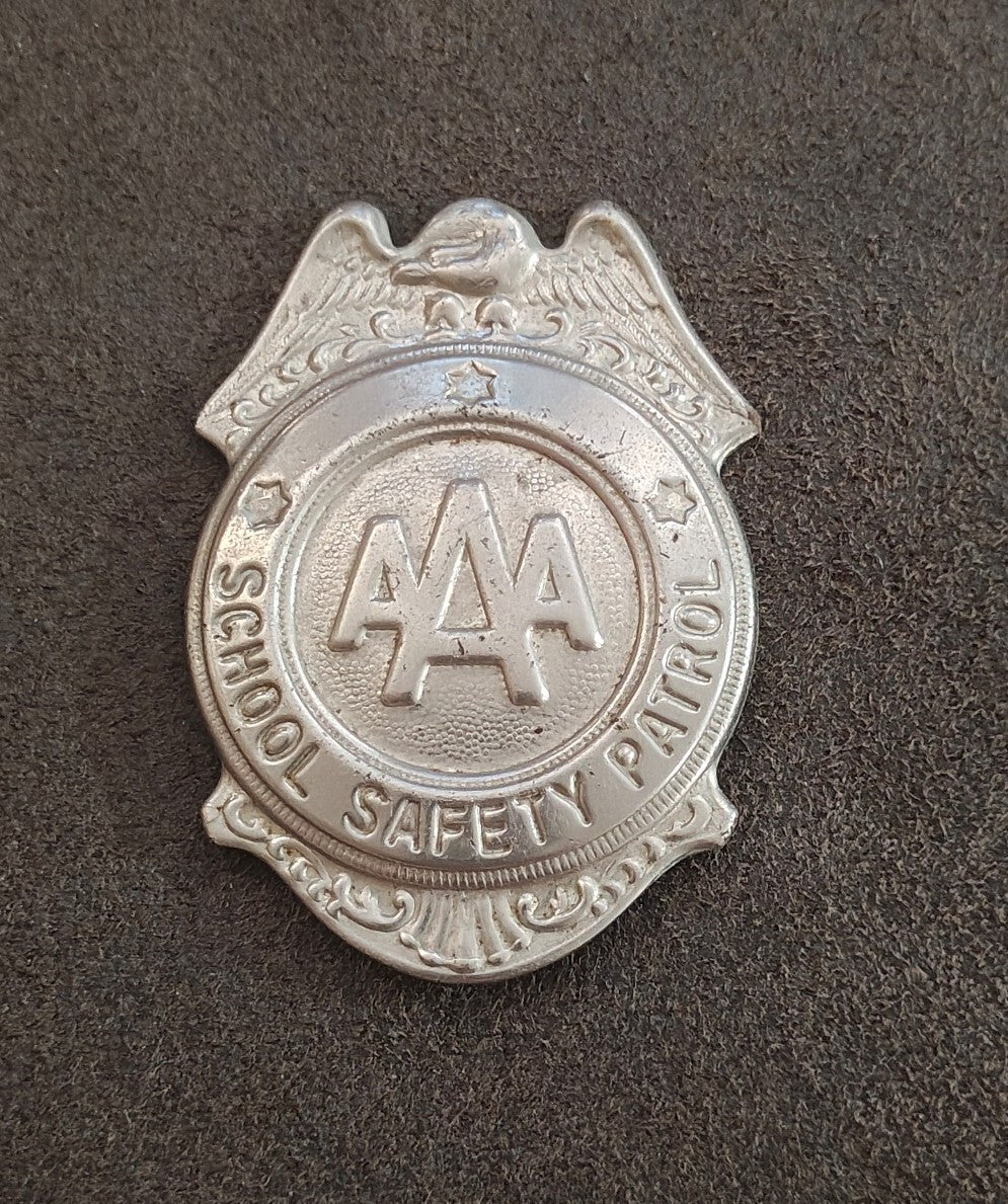 1950s/60s AAA School Safety Patrol Patrolman Shield Badge Pin.