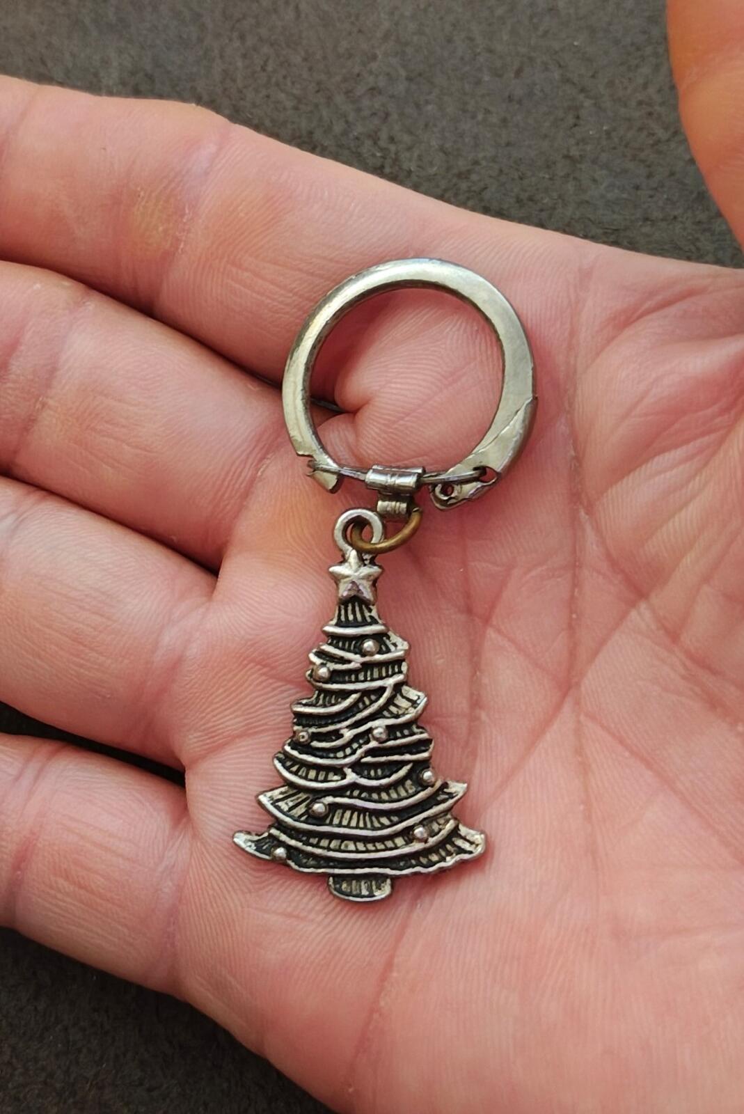 1980s Pewter Christmas Tree Keychain