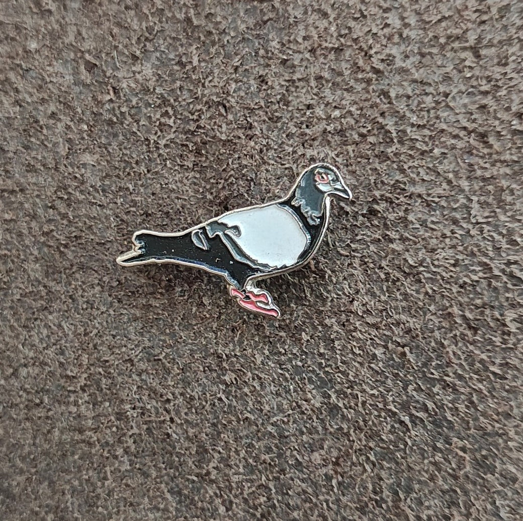 Miniature Pigeon Silver Tone Enamel Pin