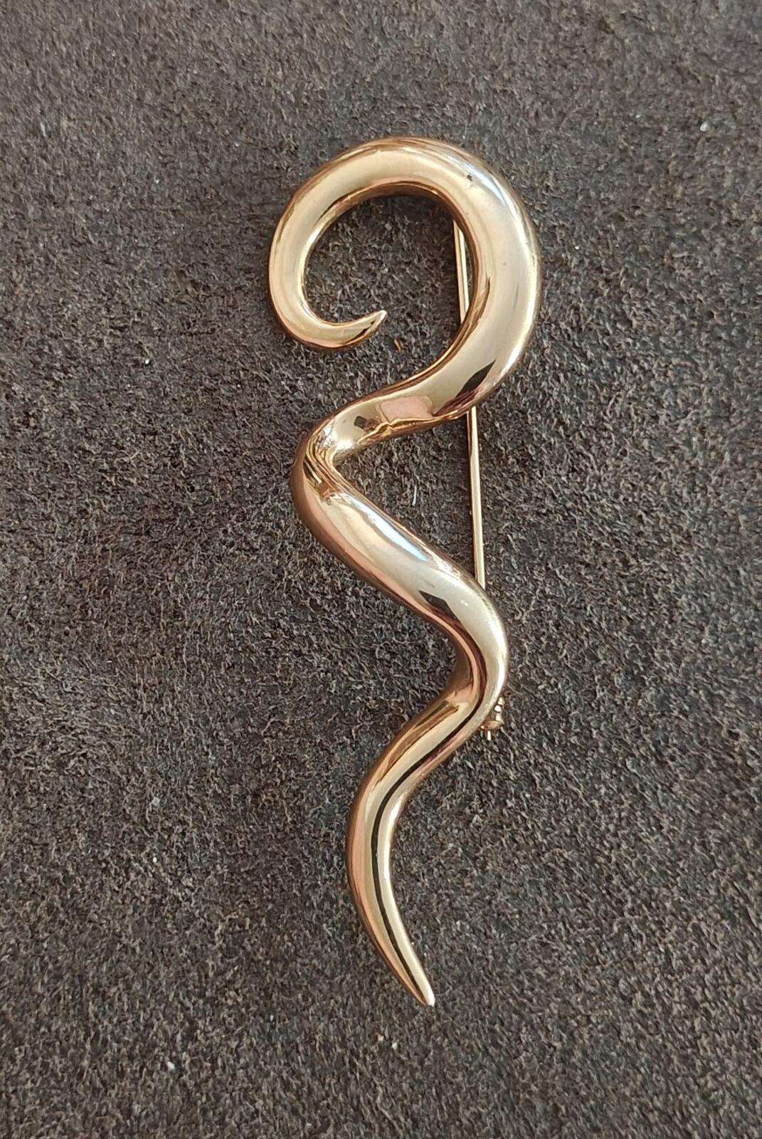 1980s Abstract Corkscrew Swirl Brooch