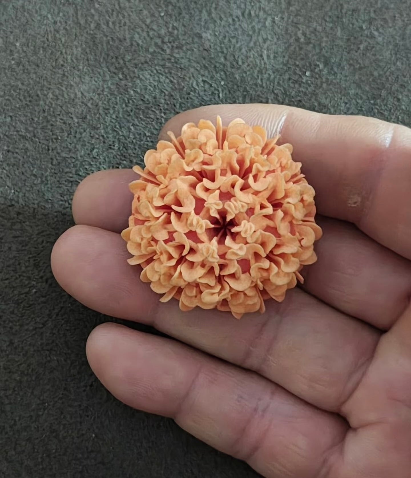 1940/50s Celluloid Carved Orange Pastel Flower Brooch Pin