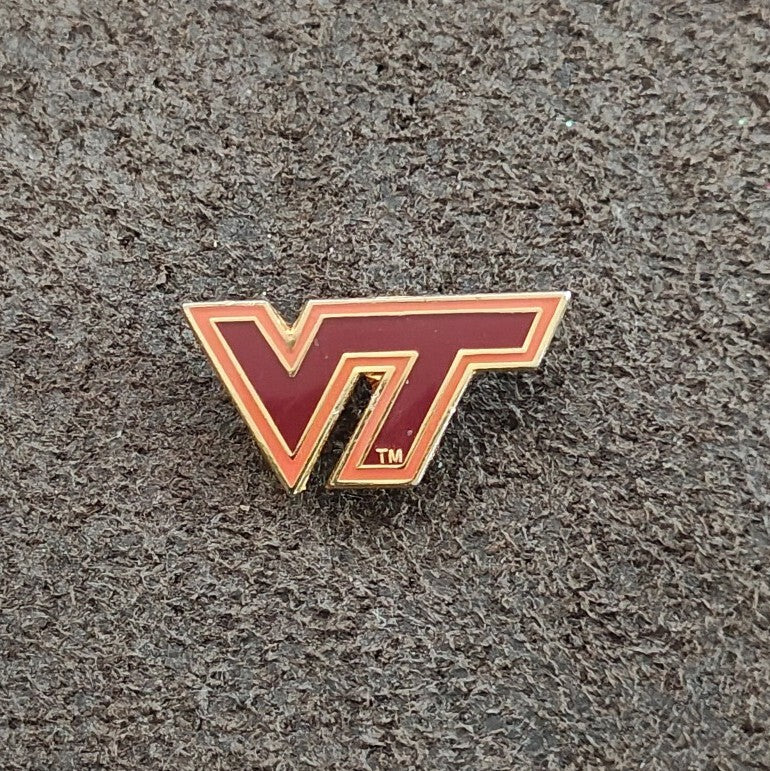 1980s Virginia Tech Hokies NCAA VT Athletic Logo Gold Tone Enamel Pin
