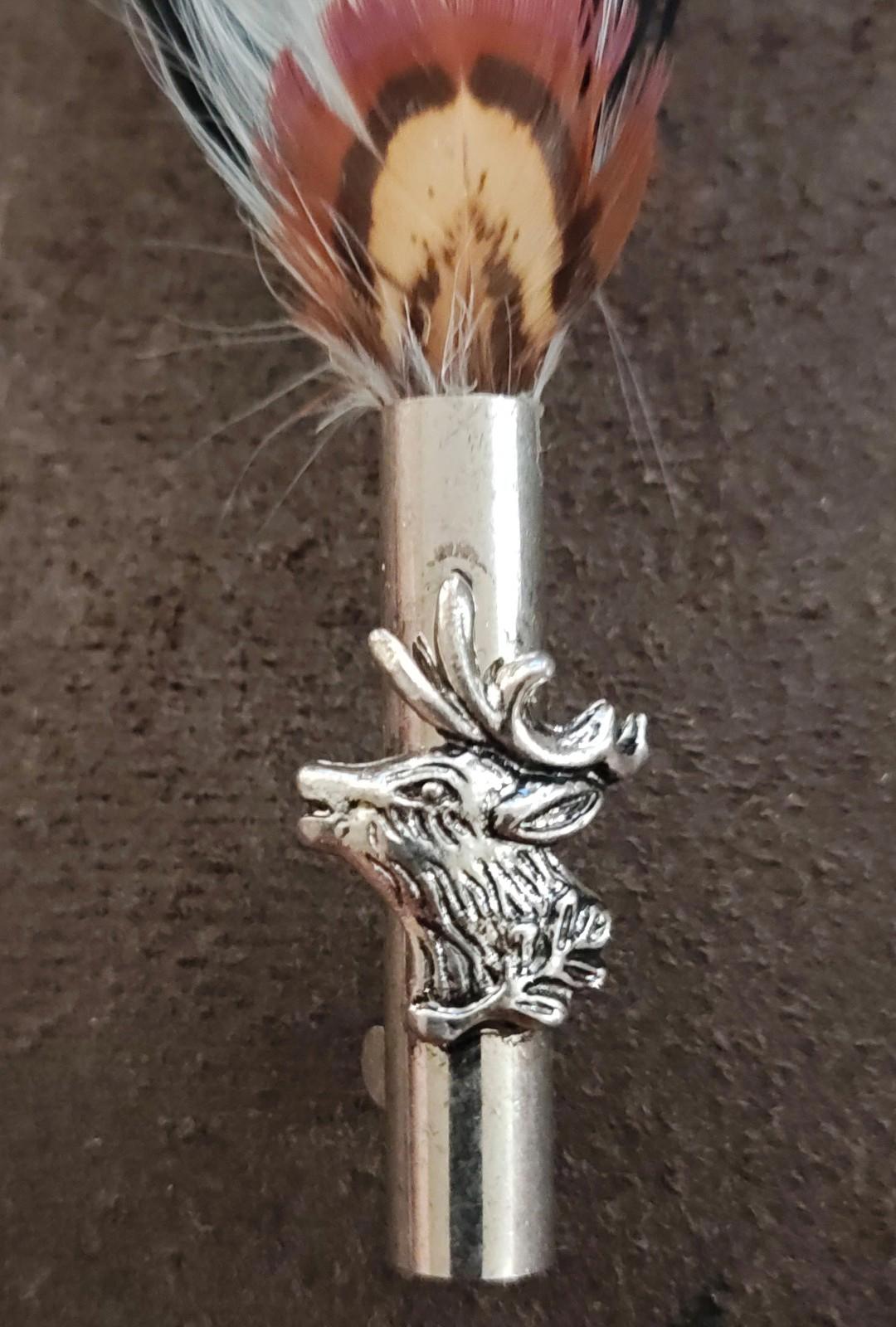 1960s Traditional Bavarian/Alpine Style Hunting Feather Hat Silver Tone Brooch
