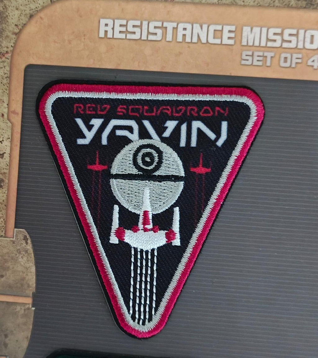 Embroidered triangle resistance mission patch with droid graphic and red outline